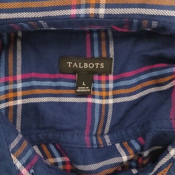 Talbots Women's Long Sleeve Plaid Button-Down Shirt Top Size L - Picture 4 of 6